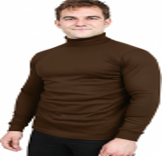 MENS COFFEE HIGH NECK RIB KNIT