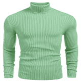 MENS GREEN HIGH NECK RIB KNIT